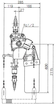 ENDO氣動吊車EHL-1TS尺寸圖2