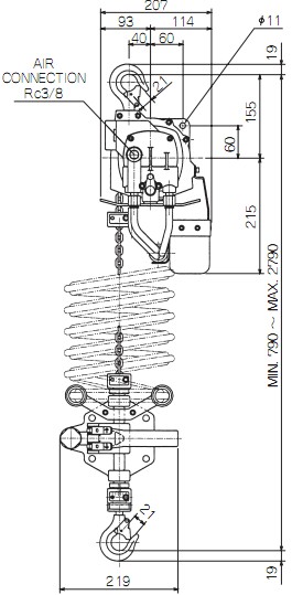 ENDO氣動(dòng)吊車(chē)ATC-60K,ATC-125K尺寸圖2