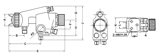 日本巖田自動(dòng)噴槍W(xué)A-100系列安裝尺寸圖